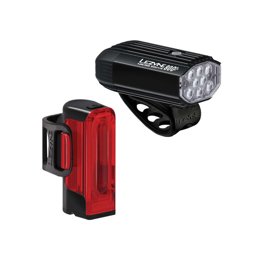 Set Lumières Lezyne Micro Drive 800+ / Strip Drive 300+ – 800/300 Lumens, Noir