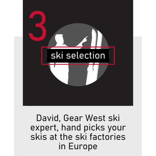 david hand picks your skis at the ski factories in Europe