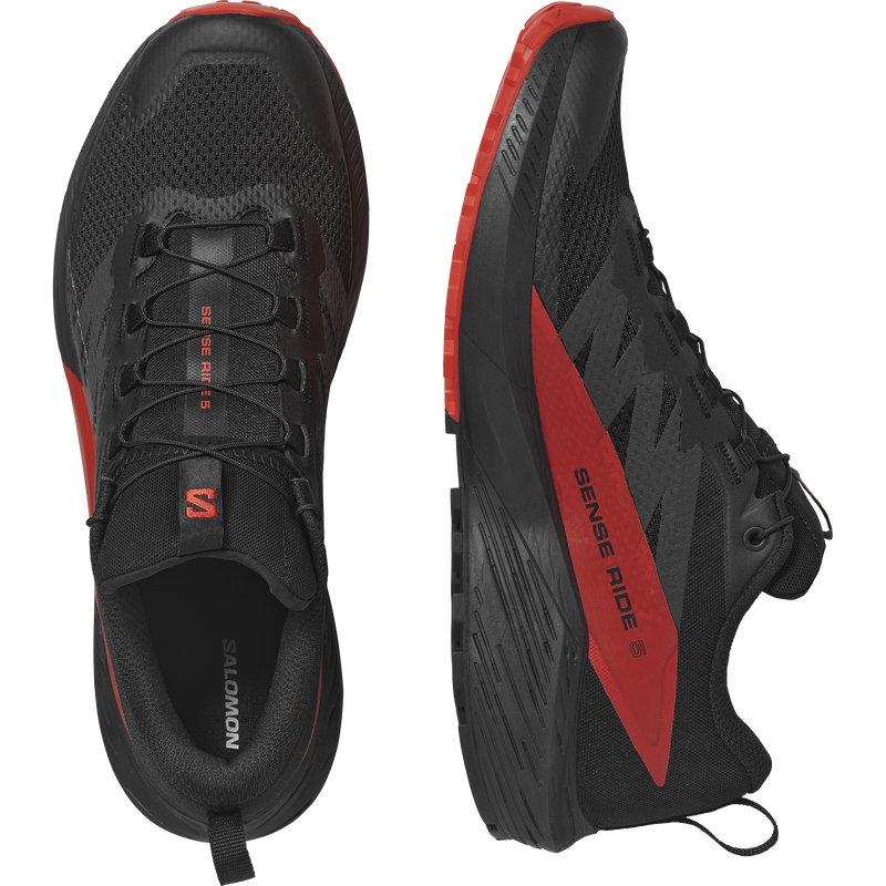 Load image into Gallery viewer, Salomon Sense Ride 5 Blk/Fiery Red