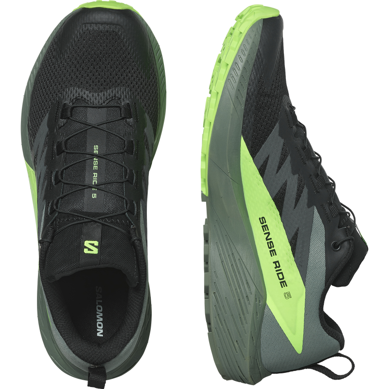 Load image into Gallery viewer, Salomon Sense Ride 5 Blk/Laurel/Green