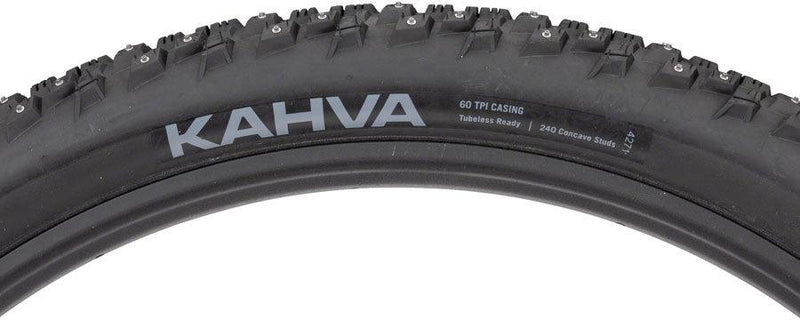 Load image into Gallery viewer, 45NRTH Kahva Tire - 29 x 2.25, Tubeless, Folding, Black, 60tpi, 252 Concave Carbide Studs - Gear West