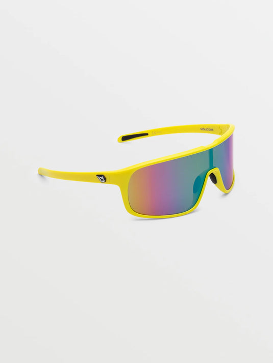 Volcom Macho Sunglasses Yellow-Aqua/ Rainbow Mirror - Gear West