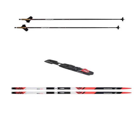 Rossignol Intermediate Classic Waxable Ski and Pole Bundle