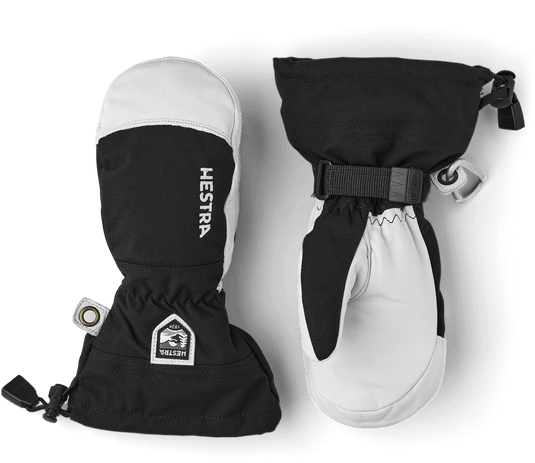 Hestra Army Leather Heli Ski Junior Mitten in Black