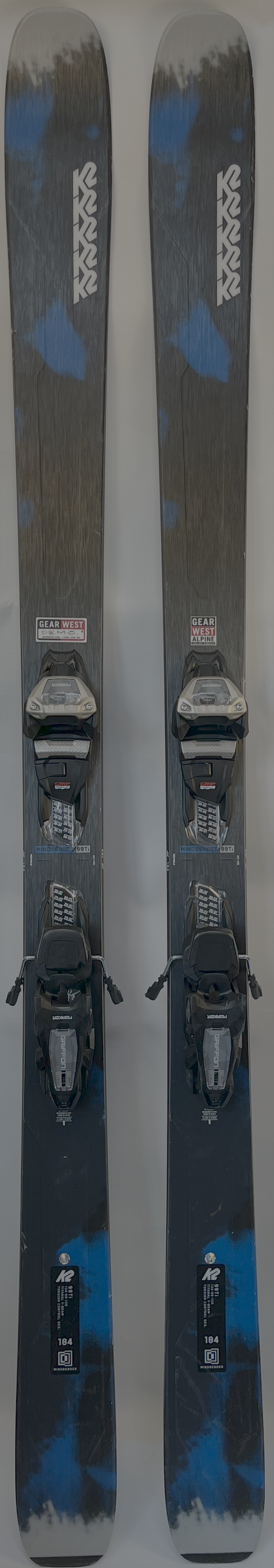 Load image into Gallery viewer, Demo K2 Mindbender 99TI 184cm w/ Marker Griffon 13 Demo Binding
