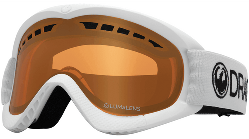 Dragon DXS Goggle in White with Lumalens Amber Lens - Gear West
