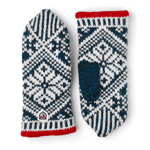 Hestra Nordic Wool Mitten Blue Off White - Gear West