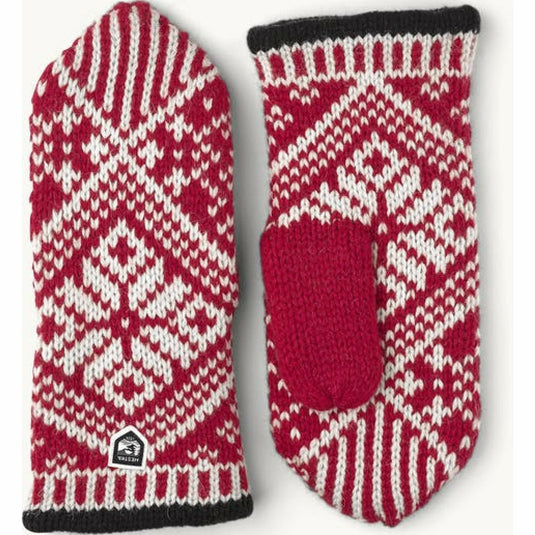 Hestra Nordic Wool Mittens Red Off White - Gear West