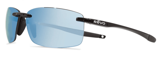 Revo Descend N Rimless Sunglasses in Black/Blue Water - Gear West