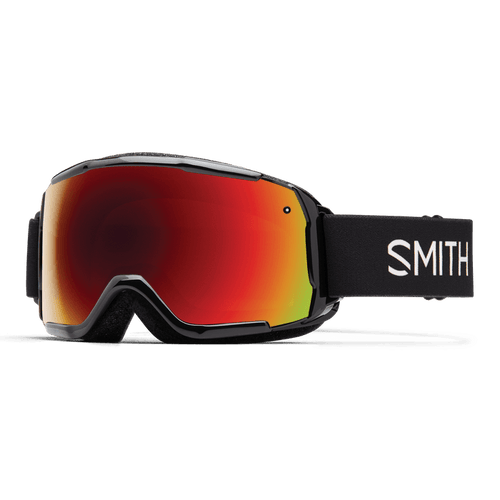 Smith Grom Youth Goggle in Black with Red Sol-X Mirror Lens - Gear West