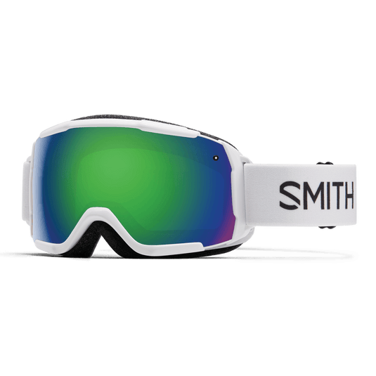Smith Grom Youth Goggle in White with Green Sol-X Mirror Lens - Gear West
